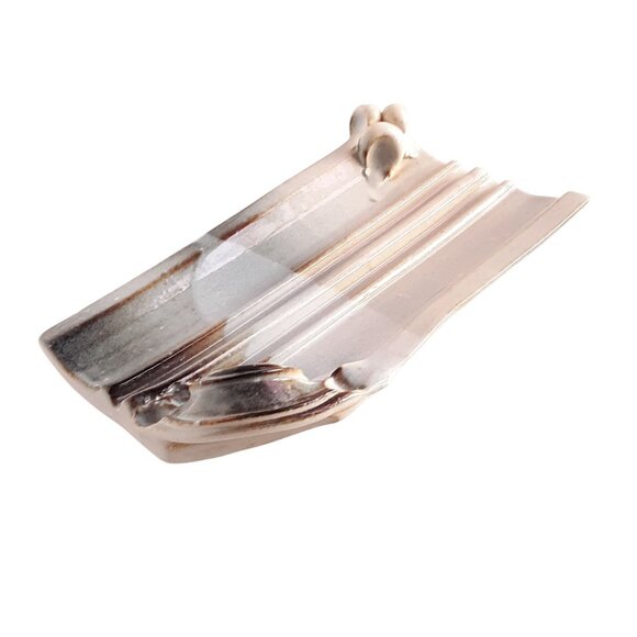 Hand Thrown Pottery Soap Dish Sushi Plate Signed - Picture 3 of 5